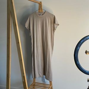 Beige Short Sleeve Midi T-Shirt Dress